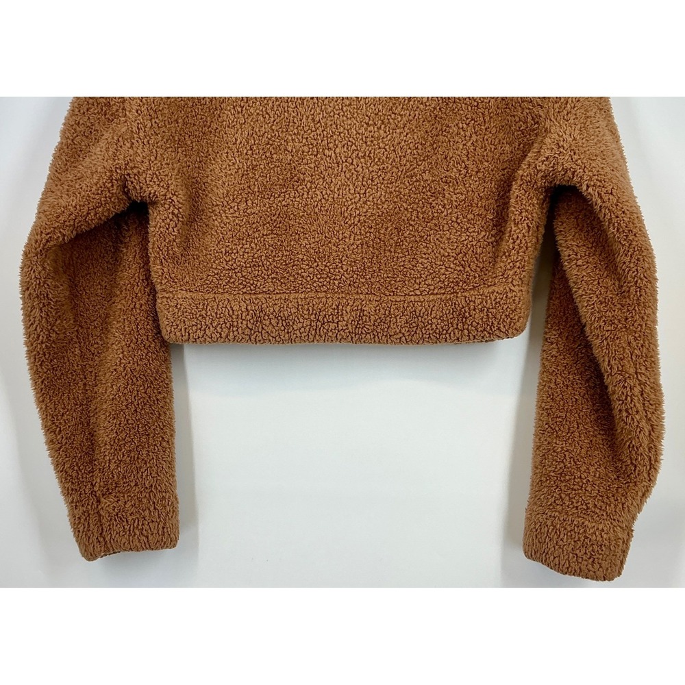 PINK Victoria's Secret Sherpa Teddy Cropped Cardigan Sweater Small Brown Cozy - Picture 10 of 12